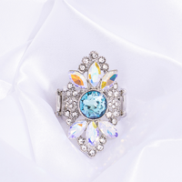 GLISTEN Here! - Baby Blue Center Stone & White Iridescent Rhinestones Accents Adjustable Ring