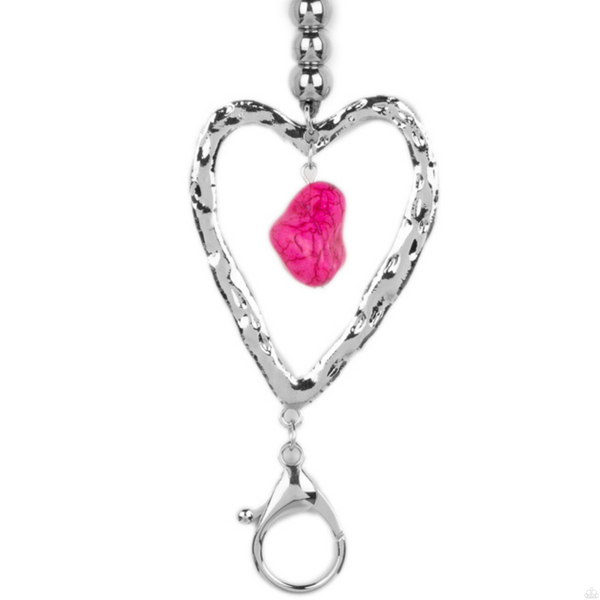 "Santa Fe Sweetheart" Silver Metal Heart Lanyard Leather corded Necklace Set