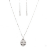 "They Call Me Mama" Dainty Silver Chain That Says "MAMA" With A Heart Accent Necklace Set