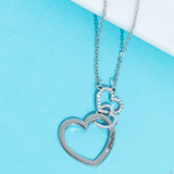 "Grandma Glow" Silver Metal with Two Interlocking Hearts GRANDMA Necklace Set