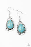 Paparazzi "Abstract Anthropology" Silver Metal Blue Crackle Turquoise Teardrop Earrings