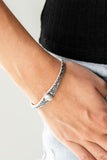 " Make Your Own Path " Silver White Crackle Turquoise Stone Cuff Bracelet