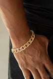 " On the Ropes " Men's Gold Metal Double Link Chain Clasp Bracelet
