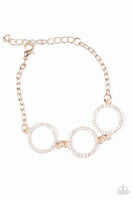 "Dress The Part" Rose Gold Metal & White Rhinestone Multi Circle Clasp Bracelet