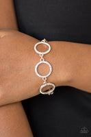 "Dress The Part" Rose Gold Metal & White Rhinestone Multi Circle Clasp Bracelet