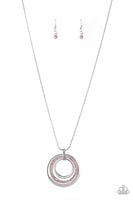 "Gather Around Gorgeous" Silver Metal Pink Rhinestone Multi Circle Necklace Set