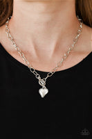 " Princeston Princess " Silver Metal Clear/White Rhinestone Heart Toggle Necklace Set