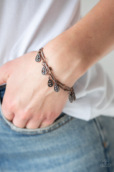 " Gypsy Glee " Copper Metal With 2 Rows Of Ornate Teardrops Clasp Bracelet
