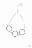 Paparazzi " Dress The Part " Silver Metal Hematite Rhinestone Multi Circle Clasp Bracelet