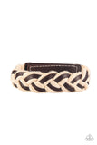 "Outback Outlaw" Men's Dark Brown Leather & Braided White Corded Snap Bracelet