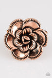 Paparazzi "Flowerbed and Breakfast" Copper Metal Single Flower Floral Elastic Back Ring