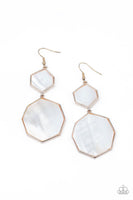 "Vacation Glow" Rose Gold Metal & White Mother of Pear Disc Like Earrings