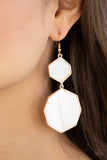"Vacation Glow" Rose Gold Metal & White Mother of Pear Disc Like Earrings