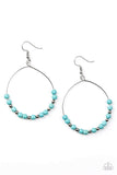 Paparazzi " Stone Spa " Silver Wired Hoop Blue Turquoise Crackle Stone Earrings