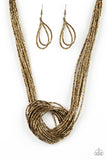 "Knotted Knockout" Brass Colored Seed Bead Knotted Necklace Set