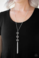 "Triple Shimmer" Silver Metal Chain Rhinestone Tassel Necklace Set