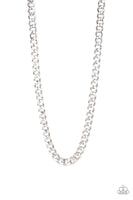 Paparazzi " Alpha " Men's Silver Metal Classic Heavy Curb Chain Link Necklace