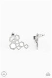 "Six-sided Shimmer" Silver Metal Multi Hexagon Geometric Ear Jacket Earrings
