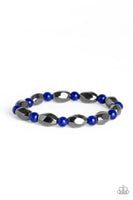 "To Each Their Own" Blue & Gunmetal Bead Stretch Bracelet