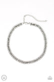 Paparazzi " Full of Hot Heir " Silver Metal & Clear Rhinestone Choker Necklace Set