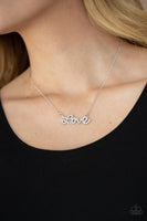 "Head Over Heels in Love" Silver White/Clear Rhinestone LOVE Necklace Set