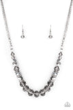 Paparazzi " Distracted by Dazzle " Silver Metal Gray Smoky Crystal Beads Necklace Set