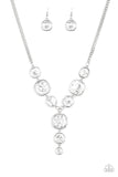 "Legendary Luster" Silver Metal White/Clear Rhinestone "Y" Necklace Set