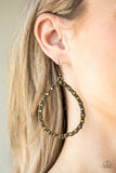"Galaxy Gardens" Antiqued Brass Aurum Rhinestone Teardrop Hoop Earrings