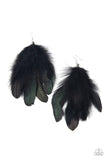 "I Boa to No One" Multiple Black Feather Dangle Earrings