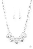 " Heart on your Heels " Silver White/Clear Rhinestone Heart Lockets Necklace Set