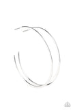 Paparazzi " Don't Lose Your Edge " Silver Metal Flattened Thin Hoop Earrings