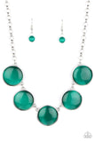 Paparazzi " Ethereal Escape " Silver Metal & Green Cats Necklace Set