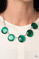 Paparazzi " Ethereal Escape " Silver Metal & Green Cats Necklace Set