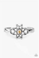 "Sahara Garden" Silver Speckled White Stone Star Cuff Bracelet