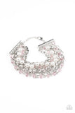" Heiress Hustle" Multi Chain Pink Bead & White Rhinestone Clasp Bracelet
