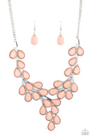 "Eden Deity" Silver Chain Pink/Rose Faceted Bead Bib Style Necklace Set