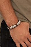 "Breaking All The Rules" Men's Black LEATHER Silver & White Cord Snap Bracelet