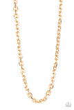 Paparazzi " Steel Trap " Men's Gold Metal Faceted Edged Oval Link Chain Necklace