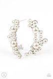 "Metro Makeover" Silver Metal & White Pearly Ear Climber Earrings