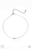 Paparazzi " Humble Heart " Rose Gold Metal Solitaire Heart Choker Necklace Set