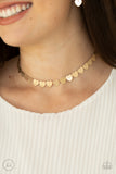 "Playing Heart to Get" Gold Textured Heart Choker Necklace Set