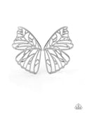 "Butterfly Frills" Silver Metal Butterfly Wing Design Earrings