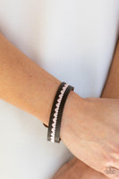 "Made With Love" Brown LEATHER & Pink Embroider Heart Snap Bracelet