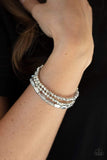 Paparazzi " Elegant Essence" Silver Beads & Iridescent Crystals Stretch Bracelet Set of 3