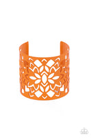 " Hacienda Hotspot " Orange Floral Stenciled Design Cuff Bracelet