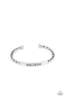 "Keep Calm and Believe" Silver Metal "BELIEVE" Twisted Inspirational Cuff Bracelet