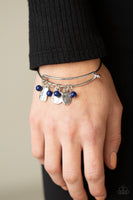 "Growing Strong" Silver Metal & Blue Beaded Inspirational Tension Bracelet