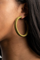 "Suede Paradise" Green Leather Suede Wrapped Large Hoop Post Earrings
