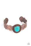 "Oceanic Oracle" Copper Metal Blue Crackle Turquoise Stone Cuff Bracelet
