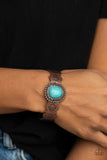 "Oceanic Oracle" Copper Metal Blue Crackle Turquoise Stone Cuff Bracelet